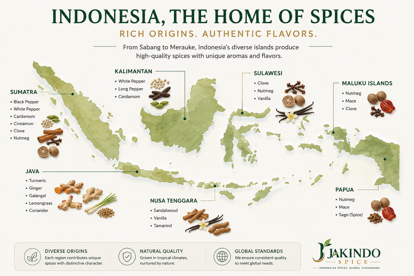 Indonesia, the home of spices — regional spice map